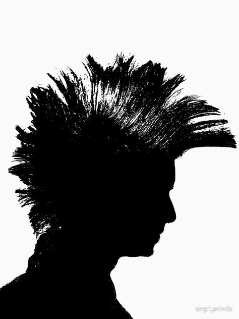 Mohawk Silhouette by emptyminds Mohawk Side Profile, Halfling Rogue, Punk Mohawk, Side Profile, Alter Ego, Pyrography, Human Silhouette, V Neck T Shirt, Prince