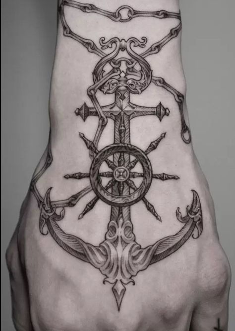 Pirate Hand Tattoo, Tattoo Meanings Symbols, Black Crow Tattoos, Anchor Tattoo Design, Pirate Tattoo, Knuckle Tattoos, Tattoo Meanings, Crow Tattoo, Anchor Tattoos