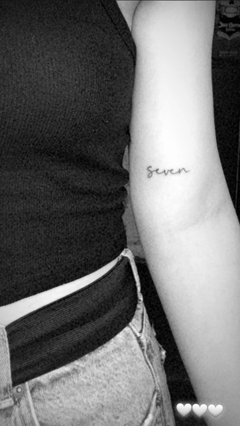 Taylor Swift Inspired Matching Tattoos, Taylor Swift Small Tattoo Ideas, Taylor Swift Tattoo Seven, Seven Tattoo Taylor Swift, Taylor Swift 13 Tattoo, Taylor Swift Tattoo Ideas Small Folklore, Small Taylor Swift Tattoo Ideas, Seven Taylor Swift Tattoo, Marjorie Taylor Swift Tattoo