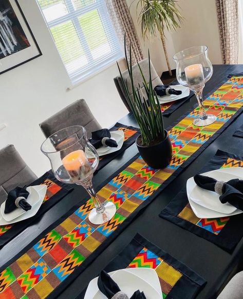 Ankara Home Decor Ideas, African Fabric Decor Ideas, Ghana Home Decor, Ankara Table Runners, Ankara Wall Decor, African Fabric Accessories, Cloth Napkin Folding, Resort Design Plan, African Shop