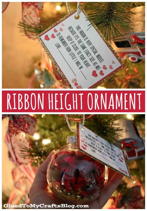 #gluedtomycrafts Ribbon Height Keepsake Ornament – Free Printable Ribbon Inside Clear Ornament For Kids, Ribbon In An Ornament, Ornament Gifts For Students, Ornament With Ribbon Inside Height Of Child, Yarn Height Ornament, How Tall You Are Ornament, Same Size As Me Ribbon Ornament, String Ornaments Kids Height, Preschool Ornament Ribbon Height