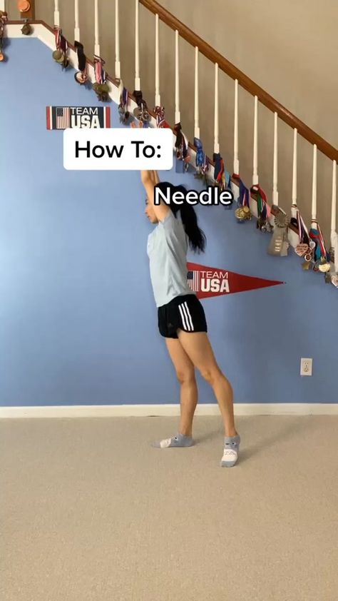 Needle Tutorial Dance, How To Do Needle Gymnastics, Needle Tutorial Gymnastics, How To Get A Needle, How To Do A Front Ariel, Stretches For Needle, Paige Deangelo Tutorials, Gymnastics Tips For Beginners, Cheer Tutorials