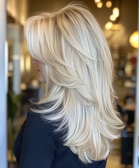 51 Platinum Blonde Hair Color Ideas for a Fresh New Look - Page 2 of 17 - The Fusion Feed Platinum Blonde Layered Hair, Shag For Thick Hair, Platinum Shag, Platinum Blonde Hair Color Ideas, 4 Braids Hairstyle, Blonde Layered Hair, Shag Cut, Platinum Blonde Hair Color, Blonde Hair Transformations