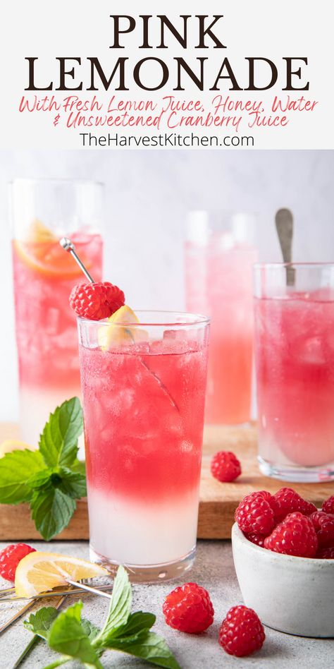 Homemade Pink Lemonade, Pink Lemonade Recipe, Pink Recipes, Pink Lemonade Recipes, Unsweetened Cranberry Juice, How To Make Pink, Flavored Ice Cubes, Strawberry Popsicles, Harvest Kitchen