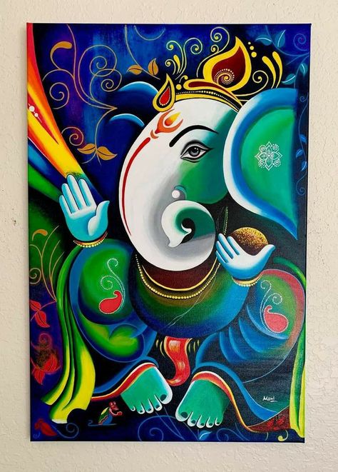 Ganpati Drawing Canvas, Ganapati Canvas Painting, Ganesh Art Paintings Beautiful, Ganpati Paintings Acrylics, Ganesh Art Paintings Acrylics, Ganesha Painting Acrylics, Ganesh Canvas Painting, Ganpati Canvas Painting, Ganapati Painting