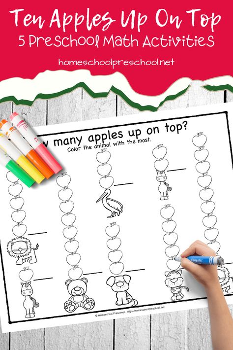 Math Apple Activities, Project Based Learning Elementary, Preschool Math Activities, Ten Apples Up On Top, Preschool Apple Theme, Apple Math, Daycare Forms, Apple Activities, Math Activities Preschool