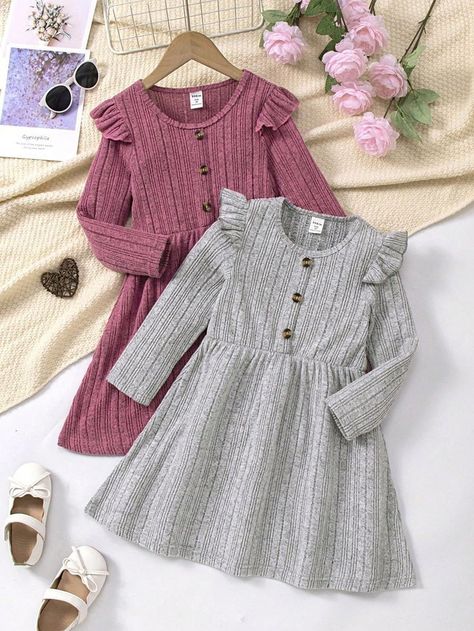 Winter Dress For Kids, Dress With Flutter Sleeves, Shein Kids, Stylish Tops For Women, Winter Baby Clothes, Kids Dress Patterns, Jacket Pattern Sewing, Kids Fashion Dress, Kids Fashion Clothes