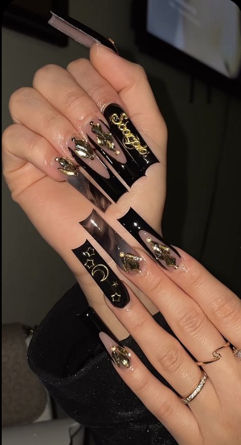 Becoming A Nail Tech, Zodiac Nail Designs, 21st Birthday Nails, Scorpio Szn, Birthday Nail Designs, Long Stiletto Nails, Pinned Post, Simple Acrylic Nails, Girly Acrylic Nails