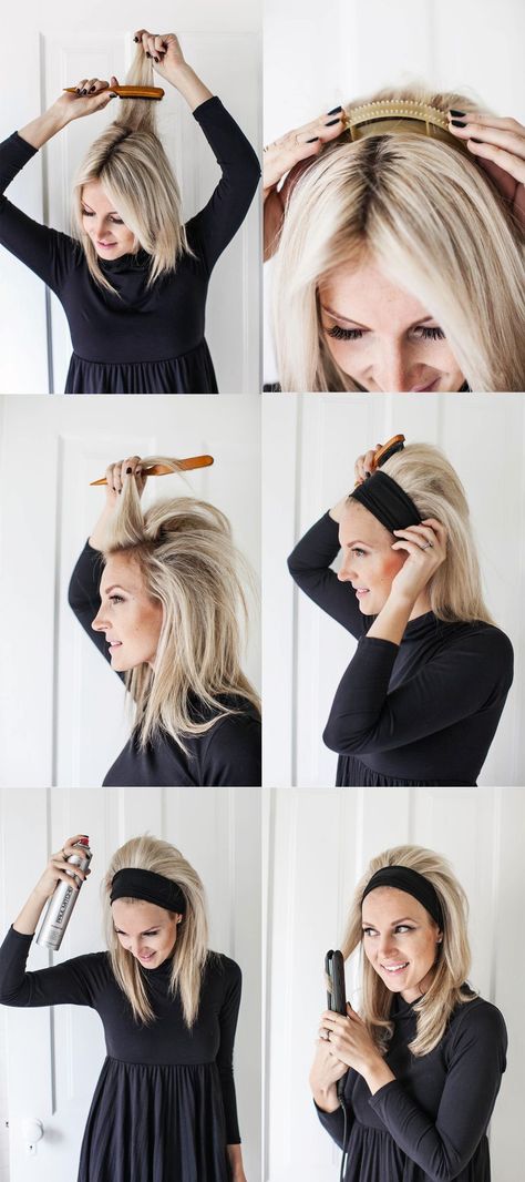 Brigitte Bardot Headband Hair-Yes Please! (click through for tutorial) Chic Ponytail, Faux Bob, 1960s Hair, 60s Hair, 70s Hair, Easy Summer Hairstyles, Penteado Cabelo Curto, Favorite Hairstyles, Hair Tutorials