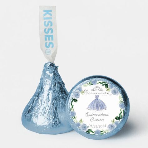 Create your own Hershey's Candy Favors | Zazzle Light Blue Quince Ideas, Quinceañera Treats, Quinceanera Light Blue, Bear Quince, Light Blue Quinceanera Theme, Light Blue Quinceanera Ideas, Baby Blue Quinceanera Theme, Quinceanera Ideas Themes Unique, Blue Quinceanera Ideas