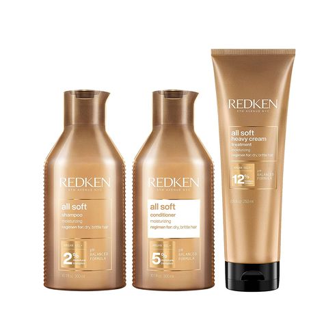 Thick Hair Care, Cinnamon Brown Hair, Redken Shampoo, Argan Oil Conditioner, Redken All Soft, Dry Brittle Hair, Redken Hair Products, Shampoo And Conditioner Set, Argan Oil Hair