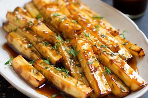 Honey Glazed Parsnips Honey Glazed Parsnips, Parsnips Recipe, Caramelized Honey, Parsnip Recipes, Glazed Vegetables, Maple Bourbon, Honey Glazed, Best Honey, Honey Glaze