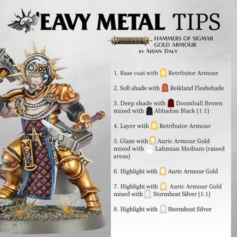 Warhammer Painting Tips, Painting A Face, Simple Face Painting, Warhammer Wood Elves, 40k Painting, Warhammer Painting, Gold Armor, Stormcast Eternals, Warhammer Age Of Sigmar