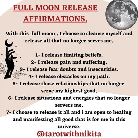 Releasing Affirmations Full Moon, Full Moon Release Affirmations, Witchy Instagram Captions, Witch Affirmations, Moon Cycling, Herbs Apothecary, Full Moon Release, Moon Affirmations, Full Buck Moon