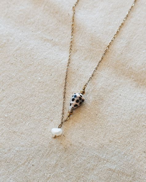 Freshwater pearl with small Hebrew cone shell necklace ✨Stainless steel ✨Handmade ✨Free shipping over 15€ orders #handmade #jewellery #seashelljewelry Hebrew Cone Shell, Cone Shell, Seashell Jewelry, Shell Necklace, Shell Jewelry, Shell Necklaces, Handmade Jewellery, Freshwater Pearls, Shells