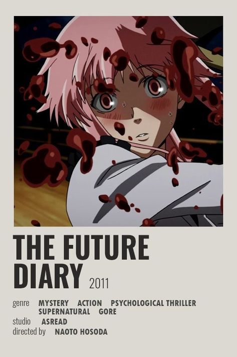 The Future Diary, Mirai Nikki Future Diary, Minimalist Anime, Gasai Yuno, Future Diary, Anime List, Film Anime, Poster Anime, Anime Printables