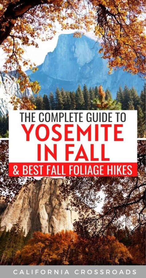 Yosemite Autumn, Fall Travel Destinations, Yosemite Hikes, California Fall, Fall Hikes, Yosemite Trip, California Hikes, Yosemite Falls, Travel California