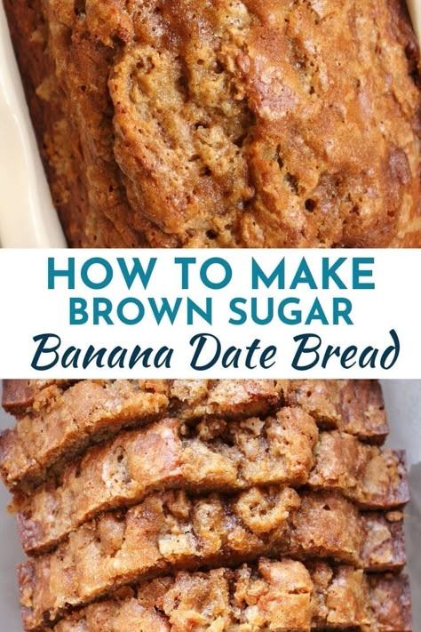 Banana Date Walnut Bread, Banana Bread Dates, Banana Date Loaf Recipe, Recipes With Bananas And Dates, Recipes With Chopped Dates, Banana And Date Cake, Banana Date Loaf, Date And Banana Recipes, Banana Dates Cake