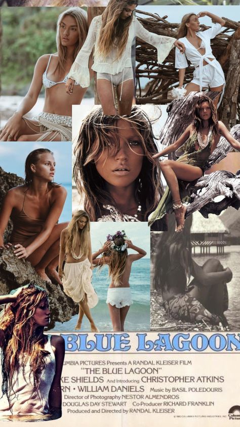 The Blue Lagoon photoshoot moodboard #moodboard #bluelagoon #islandlife www.Melissawilsonphotographer.com Blue Lagoon Photoshoot, Blue Lagoon Outfit, The Blue Lagoon Aesthetic, Lagoon Photoshoot, Blue Lagoon Aesthetic, Blue Lagoon Movie, William Daniels, Photoshoot Moodboard, The Blue Lagoon