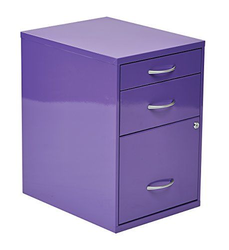 OSP Designs HPBF512 Pencil Box and Storage File Cabinet 22Inch Purple *** Visit the image link more details. 3 Drawer File Cabinet, Purple Office, Steel Storage Cabinets, School Supplies Organization, Metal Filing Cabinet, Purple Stuff, Everything Purple, I Love Purple, Purple Home