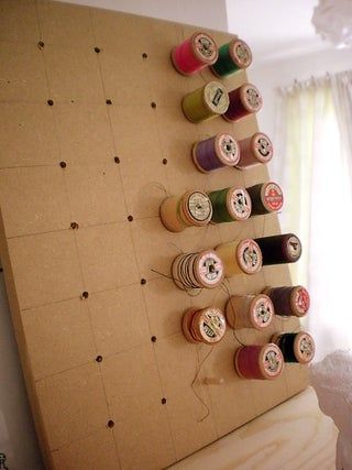 How to Make a Wooden Spool Thread Holder : 7 Steps - Instructables Spools Of Thread, Spool Holder, Wooden Spool, Thread Holder, Project Steps, Leftover Paint, Sewing Space, Wooden Spools, Thread Spools