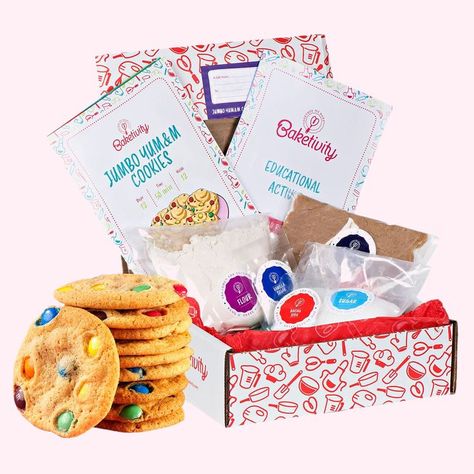 BAKETIVITY Kids Baking DIY Activity Kit - Bake Delicious Yum&m Jumbo Cookies- Real Fun Little Junior Chef Essential Kitchen Lessons, Includes Pre-Measured Ingredients and Easy to Follow Recipe. Cooking Kits For Kids, Kids Baking Kit, Kids Baking Set, Junior Chef, Easy To Make Cookies, Cookie Bites, Kids Baking, Kids Cookbook, Cooking Kit