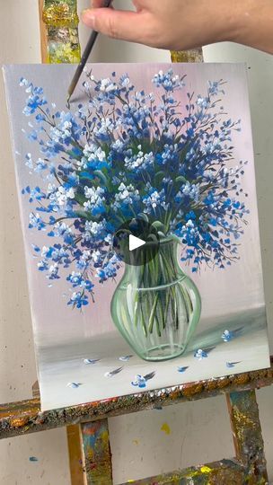 Paintings Flowers Acrylic, Acrylic Paintings Of Flowers, Painting Flowers Acrylic Step By Step, Easy Flower Paintings For Beginners, Beginner Acrylic Painting Tutorials, Spring Acrylic Paintings, Vase With Flowers Painting, How To Paint Flowers Acrylic Easy, Flower Painting For Beginners