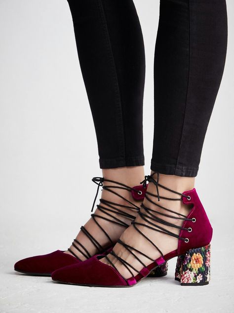 Pink Velvet Heels, Pink Velvet Top, Velvet Heels, Glitter Heels, Free People Clothing Boutique, Walk This Way, Free People Shoes, Velvet Top, Hot Shoes