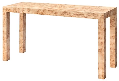 Jamie Young Burled Wood Console Table, Dovetail Furniture, Jamie Young, Burl Wood, Wood Console Table, Wood Console, Sofa Tables, Open Design, Rectangular Dining Table