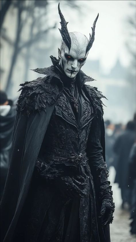 Horned Mask, Dark Costumes, Male Witch, Alien Aesthetic, Awkward Family Photos, Grey Jumper, Alien Concept Art, Fantasy Gowns, Fantasy Male