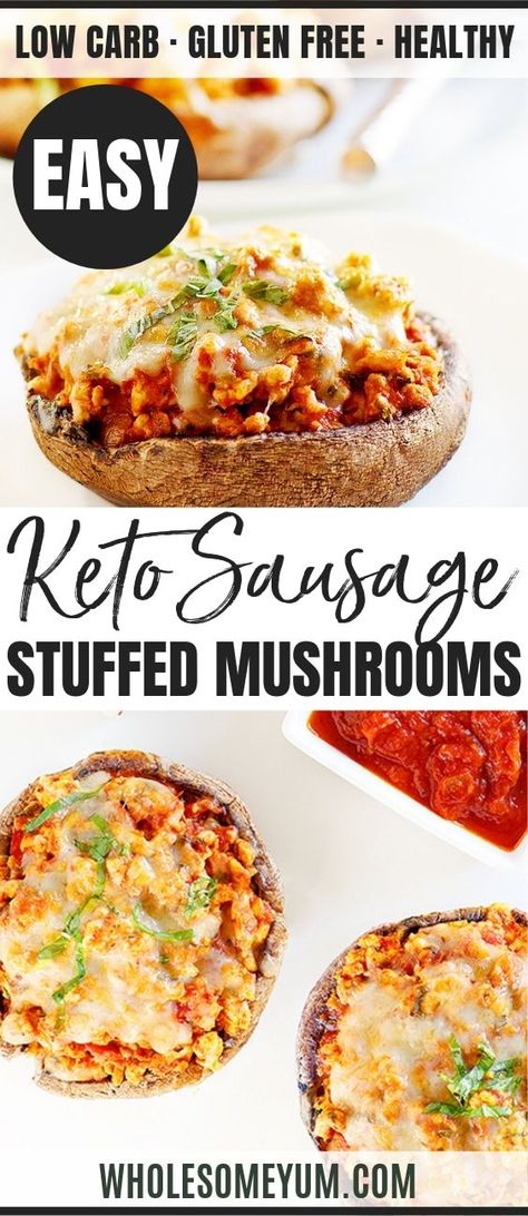 Italian Sausage Stuffed Mushrooms, Make Sausage, Keto Italian, Stuffed Portobello Mushrooms, Keto Sausage, Diet Lunch, Sausage Stuffed Mushrooms, Stuffed Portobello, Keto Friendly Desserts