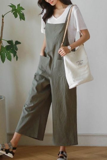 Celana Jogger Wanita, Seoul Street, Korean Outfit Street Styles, Korean Casual Outfits, Casual Day Outfits, Linen Jumpsuit, Quick Outfits, Korean Girl Fashion, Easy Trendy Outfits