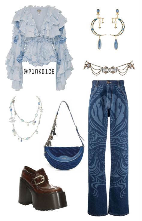 Blue Hippie Outfit, Sirencore Aesthetic Outfits, Oceancore Outfit, Unique Outfits Creative Fashion, Mode Hippie, Boho Outfit, Swaggy Outfits, Really Cute Outfits, Clothes And Accessories