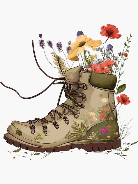 Hiking Boots Drawing Reference, Boots Illustration Drawing, Hiking Boot Tattoos For Women, Hiking Trail Tattoo, Hiking Boots Illustration, Hike Drawings, Hiking Boot Tattoo, Hike Drawing, Trek Illustrations