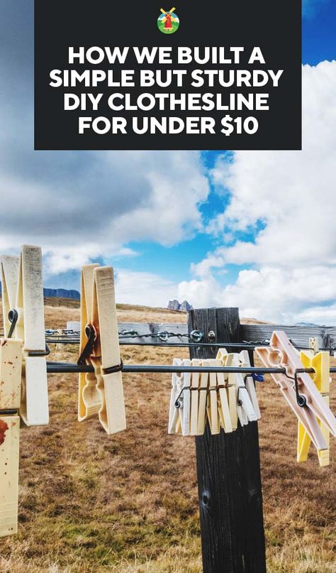 How We Built a Simple But Sturdy DIY Clothesline for Under $10 How To Build A Clothes Line, Build A Clothesline, Clothesline Ideas Outdoor, Clothes Line Outdoor, Diy Clothes Line, Clothes Lines Ideas Outdoor, Diy Clothesline Outdoor, Diy Clothesline, Clothesline Ideas