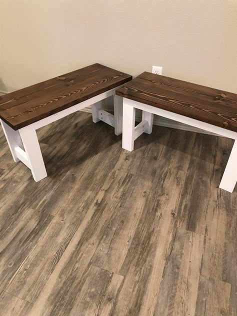 Coffee Table Modern Farmhouse, Farmhouse Bench Plans, Diy Farmhouse Coffee Table, Diy Farmhouse Ideas, Farmhouse Bench Diy, Wood Bench Outdoor, Diy Wood Bench, Folding Workbench, Simple Benches