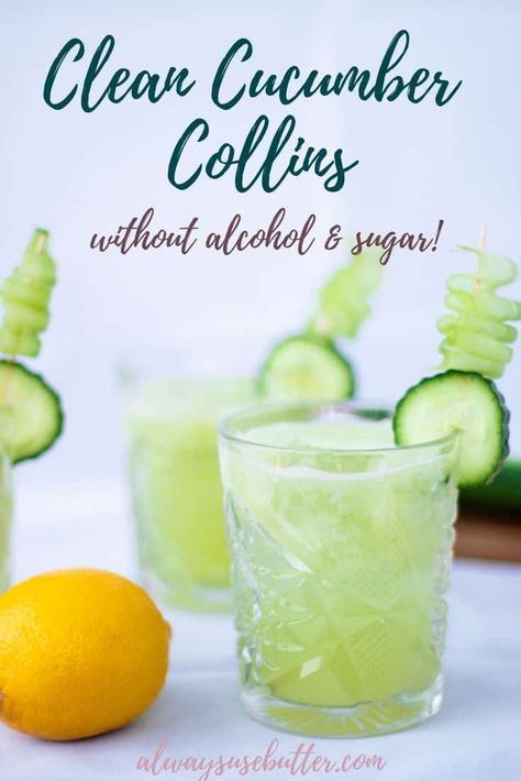 Clean Drinks, Cucumber Collins, Tom Collins Cocktail, Winter Cocktail Party, Sugar Free Cocktails, Best Non Alcoholic Drinks, Cocktail Vodka, Easy Alcoholic Drinks, Collins Cocktail