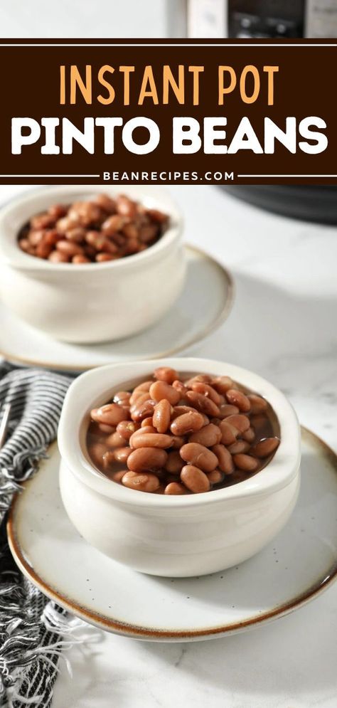 Instant Pot Pinto Beans (no soak!) - BeanRecipes.com Instant Pot Pinto Beans Recipe, Pinto Beans And Rice, Instant Pot Pinto Beans, Instant Pot Beans Recipe, Pinto Beans Recipe, Easy Bean Recipes, Pinto Bean Soup, Pinto Bean Recipes, Soup Beans