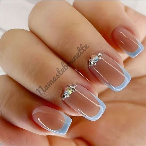 "Unlock the hottest summer nails trends with these 25 mesmerizing acrylic nail designs! Get inspired and elevate your style this season. Short Nail Designs With Rhinestones Gems, Blue French Manicure, Pattern Nails, Length Nails, Nails Shape, Candy Cane Nails, Lovely Nails, Lady Fingers, Nails Design With Rhinestones