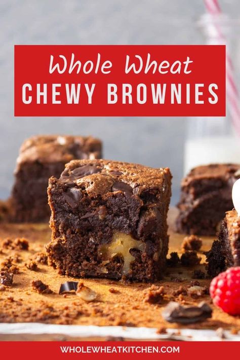 These browned butter whole wheat brownies combine the best characteristics of a great brownie — chewy and fudgy. The chocolate flavor pairs perfectly with the whole wheat flour making these a decedent dessert. Whole Wheat Flour Brownies, Whole Wheat Desserts, Whole Wheat Brownie Recipe, Whole Wheat Brownies, Wheat Flour Recipes, Coconut Cookies Recipes, Coconut Pecan Frosting, Wheat Recipes, Protein Brownies