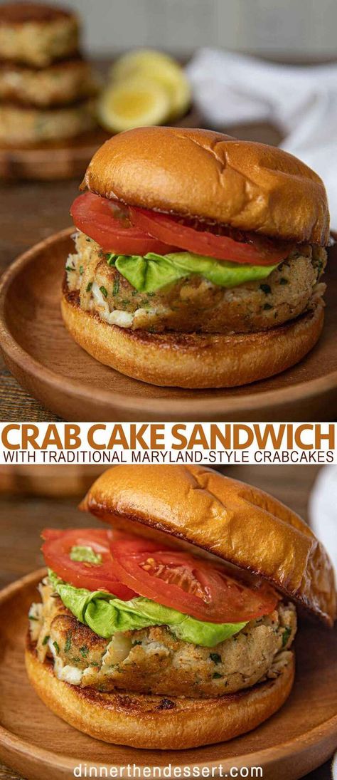 Crab Cake Burgers, Homemade Crab Cakes, Maryland Style Crab Cakes, Crab Cake Sandwich, Crab Sandwich, Easy Summer Side Dishes, Maryland Crab Cakes, Cake Sandwich, Dinner Then Dessert