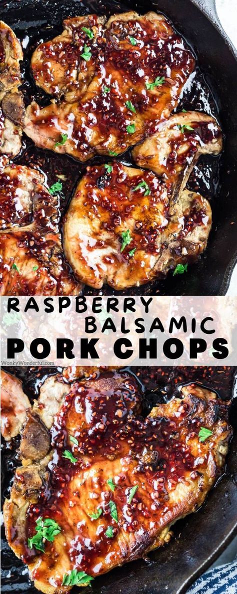 Blackberry Balsamic Pork Chops, Balsamic Boneless Pork Chops, Pork With Bone Recipes, Pork Chop Recipes Hello Fresh, Pork One Pan Dinners, Non Tradional Thanksgiving Dinner, Pork Chops With Raspberry Sauce, Balsamic Rosemary Pork Chops, Pork Chop Recipes Balsamic