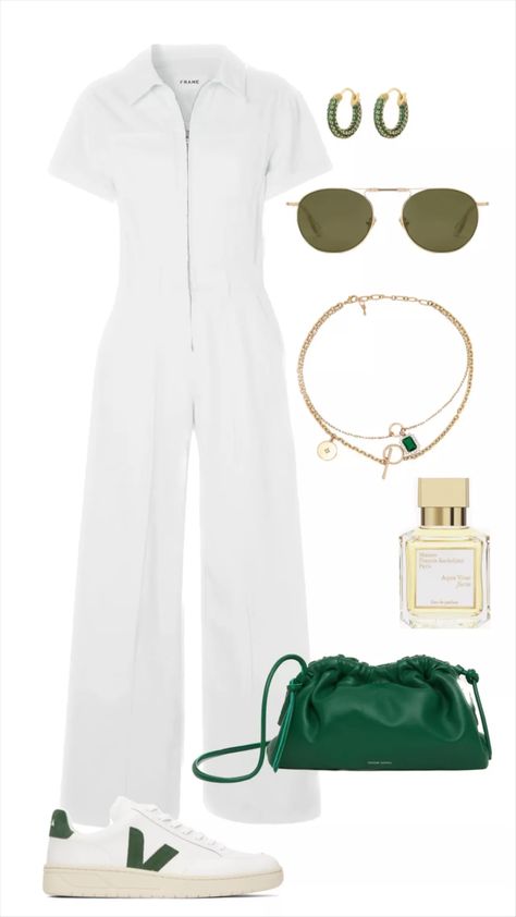 Casual Outfit Inspiration, Casual Day Outfits, Classy Work Outfits, Classy Casual Outfits, Easy Trendy Outfits, Green Outfit, Fancy Outfits, Inspiration Mode, Denim Jumpsuit