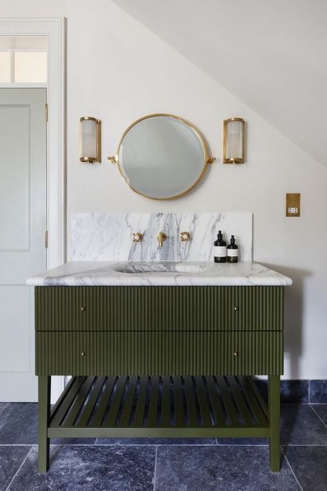 Ham Interiors, Reeded Vanity, Green Vanity, Mad About The House, Light And Dwell, Monday Inspiration, Bathroom Design Inspiration, Gorgeous Bathroom, Green Bathroom