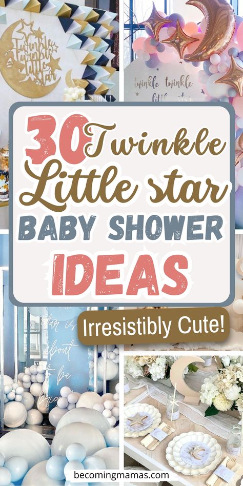 I've curated 30 adorable Twinkle Little Star baby shower theme ideas that will leave your guests starry-eyed. See them now and get inspired! Twinkle Sprinkle Little Star, Baby Shower Ideas Twinkle Little Star, Moons And Stars Baby Shower Ideas, Sky Theme Baby Shower Ideas, Twinkle Twinkle Little Star Gender Party Centerpieces, Star Themed Baby Shower Ideas, Baby Shower Twinkle Twinkle Little Star, Twinkle Little Star Baby Shower Ideas Girl, Star Theme Baby Shower Ideas