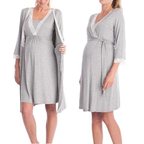 Maternity Nightwear, Lace Sleepwear, Gifts For New Mothers, Long Tee Shirts, Pregnancy Clothes, Maternity Sleepwear, Deep V Dress, Winter Maternity, Mother Shirts