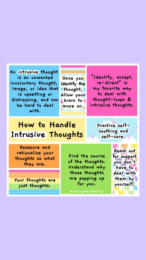 Intrusive thinking help, self love, help Intrusive Thinking, Collage Board, Health And Fitness Articles, Thought Quotes, Fitness Articles, Mental And Emotional Health, Coping Mechanisms, Social Work, Emotional Health