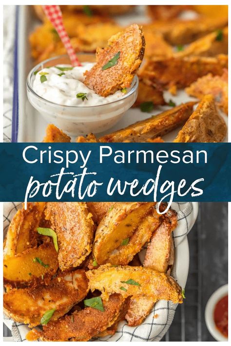 Oven Wedges, Baked Potato Wedges Recipe, Parmesan Potato Wedges, Crispy Parmesan Potatoes, Crispy Baked Potatoes, Parmesan Potato, Potato Wedges Recipe, Potato Wedges Baked, Wedges Recipe