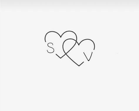 S And G Tattoo, Heart With Two Initials Tattoo, Initials In A Heart Tattoo, Two Hearts With Initials Tattoo, Cute Initial Tattoos Heart, Double Heart Tattoo With Initials, A Tattoo Letter Initial With Heart, Tattoo Heart Initials, Small Heart Tattoo With Initials