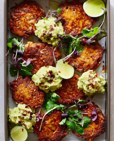 Sweet Potato Rosti, Potato Rosti, Creamy Guacamole, Sweet Potato Flour, Veg Meals, Crispy Sweet Potato, Free Breakfast, Veggie Dishes, Almond Recipes